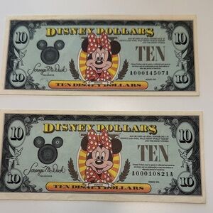 Rare 1990 A Series Disney Dollars with Minnie Mouse